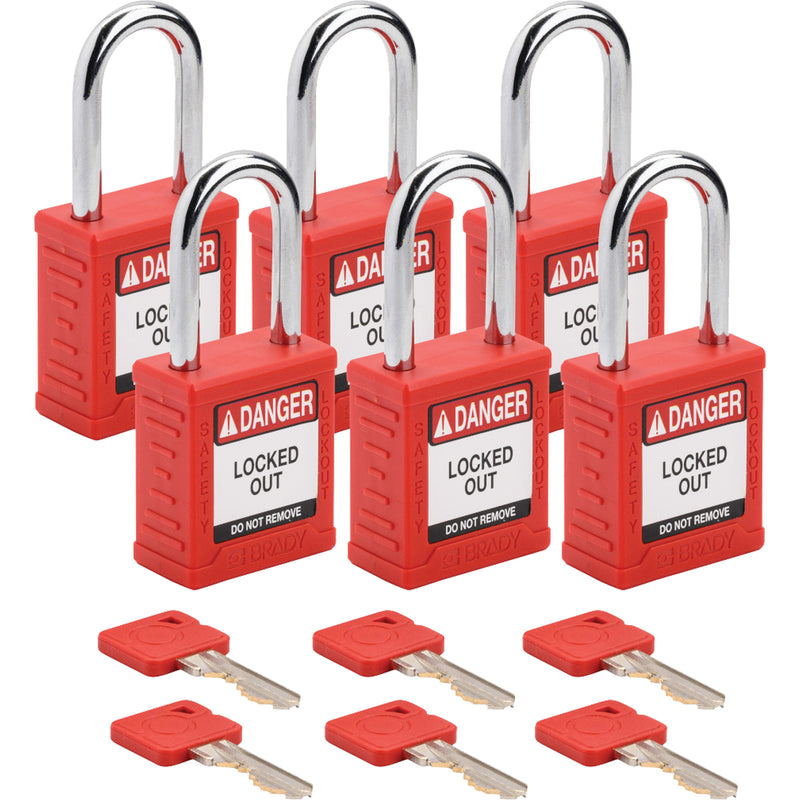 Velocity™ Lockout Padlocks, Red, Keyed Alike, Nylon, 1-1/2" Width