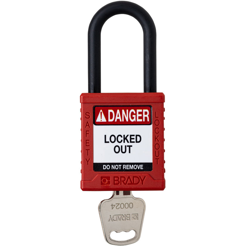 Velocity™ Safety Lockout Padlock, Red, Keyed Different, Nylon, 1-1/2" Width