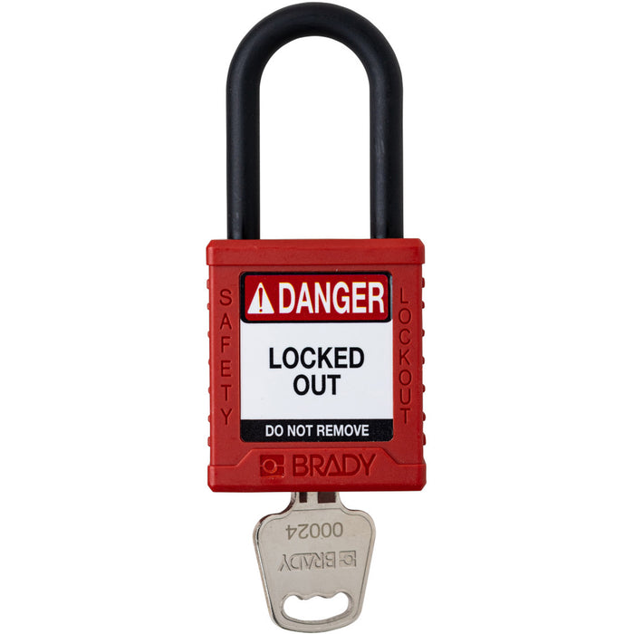 Standard Lockout Padlock, Safety Padlock, Keyed Different, Nylon, 1-1/2" Width