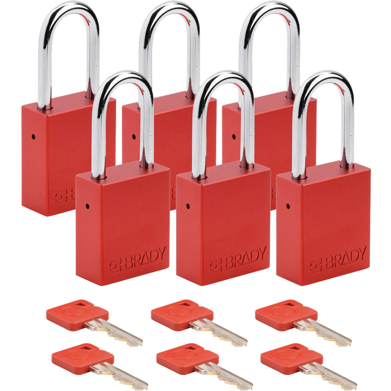 Velocity™ Lockout Padlocks, Red, Keyed Alike, Aluminum, 1-1/2" Width