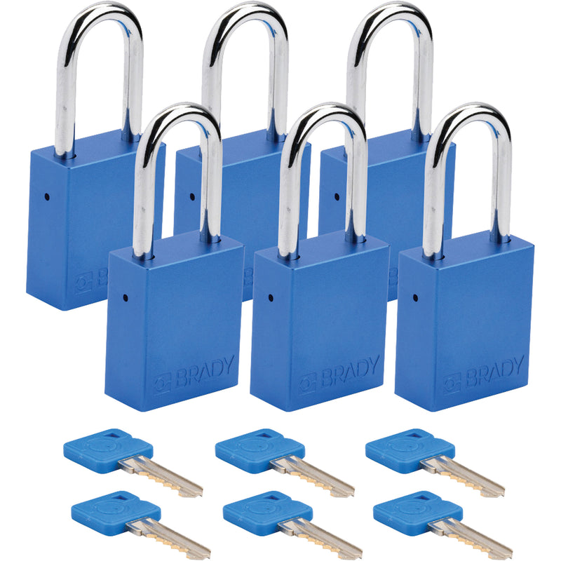 Velocity™ Lockout Padlocks, Blue, Keyed Different, Aluminum, 1-1/2" Width