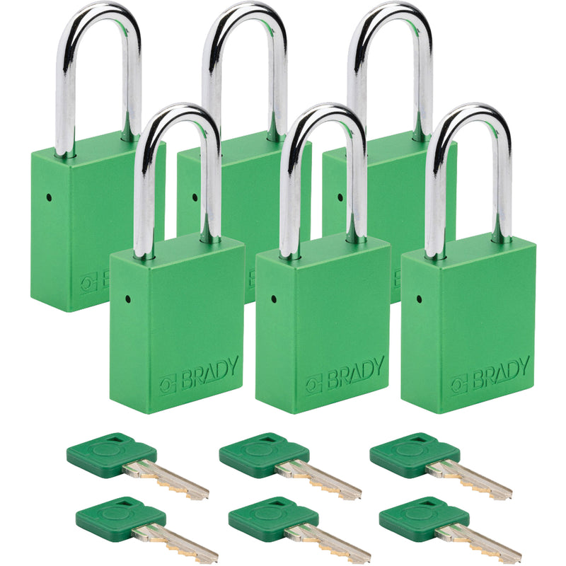 Velocity™ Lockout Padlocks, Green, Keyed Alike, Aluminum, 1-1/2" Width