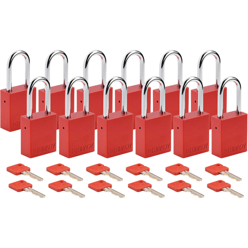 Velocity™ Lockout Padlocks, Red, Keyed Alike, Aluminum, 1-1/2" Width