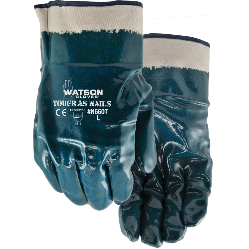 Tough-As-Nails Chemical-Resistant Gloves, Size X-Large, Cotton/Nitrile