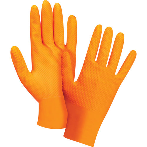 Heavyweight Tactile Grip Examination Gloves, Medium, Nitrile, 8-mil, Powder-Free, Orange, Class 2