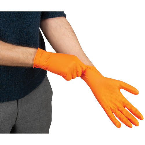 Heavyweight Tactile Grip Examination Gloves, Medium, Nitrile, 8-mil, Powder-Free, Orange, Class 2