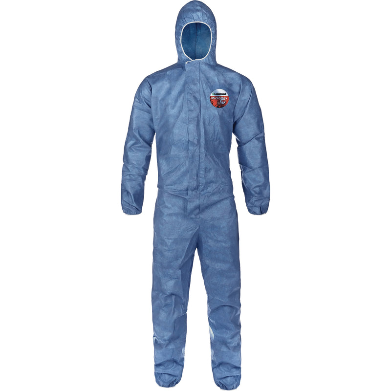 Hooded Coveralls, Large, Blue, MicroMax® VP