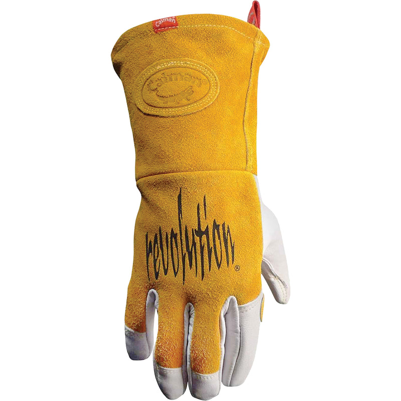 Caiman® Premium TIG/MIG Welder's Gloves with FR Insulated Split Cowhide Back, Grain Goatskin, Size Medium