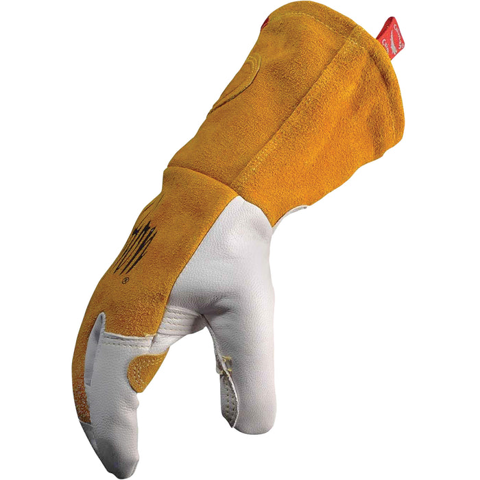 Caiman® Premium TIG/MIG Welder's Gloves with FR Insulated Split Cowhide Back, Grain Goatskin, Size Medium