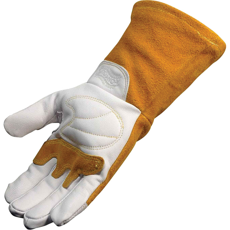 Caiman® Premium TIG/MIG Welder's Gloves with FR Insulated Split Cowhide Back, Grain Goatskin, Size Medium