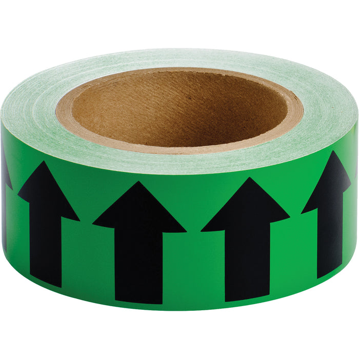 Directional Arrow Pipe Marker Tape, 90', Black on Green