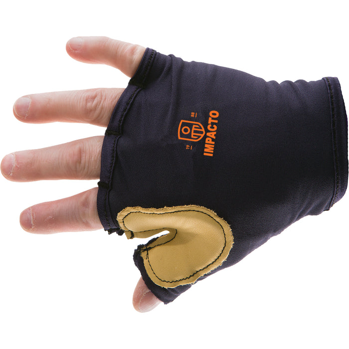 Anti-Impact Tool Grip Fingerless Right-Hand Glove, Size Medium, Grain Leather Palm