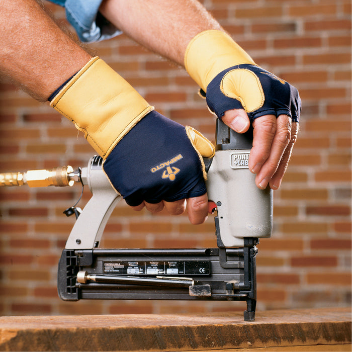 Premium Impact & Repetitive Strain Protective Right-Hand Glove, Size Medium, Grain Leather Palm