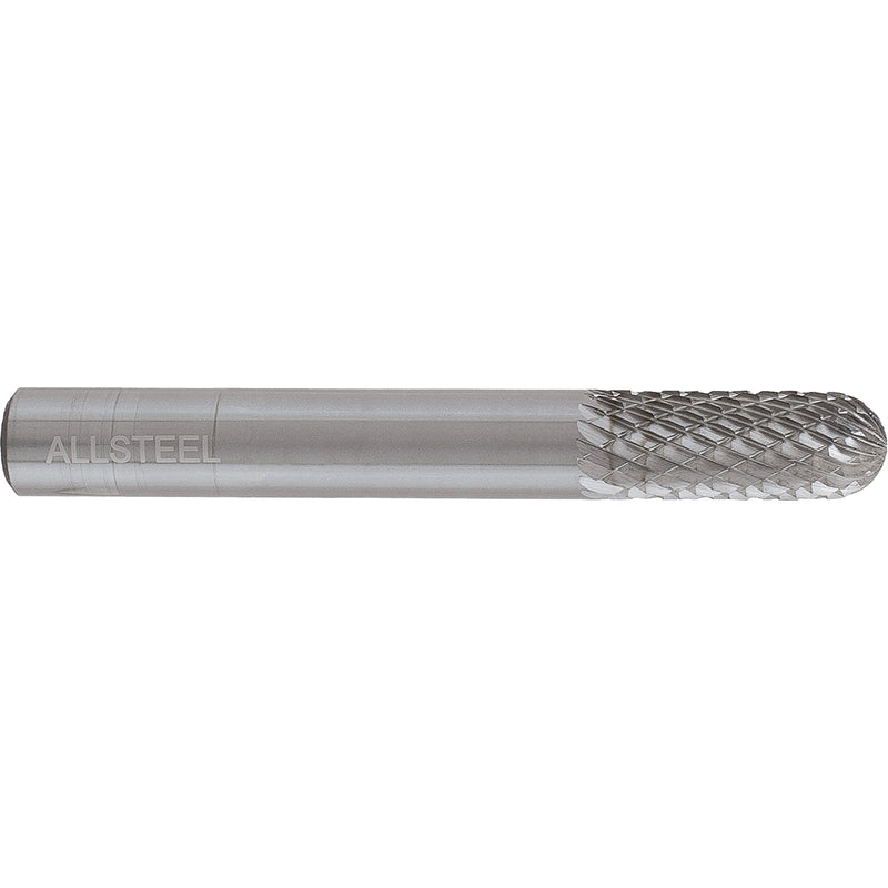 ALLSTEEL Cylindrical Round Nose Shape Carbide Burr, SC-3, 3/8" Dia., 3/4" Depth of Cut