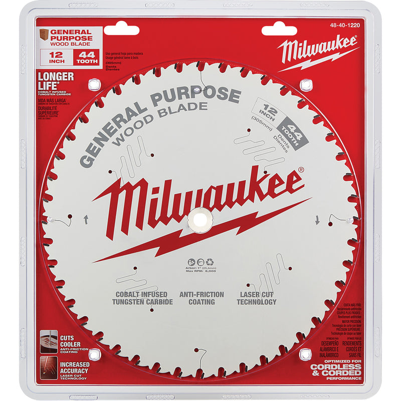 General Purpose Circular Saw Blade, 12", 44 Teeth, Wood Use