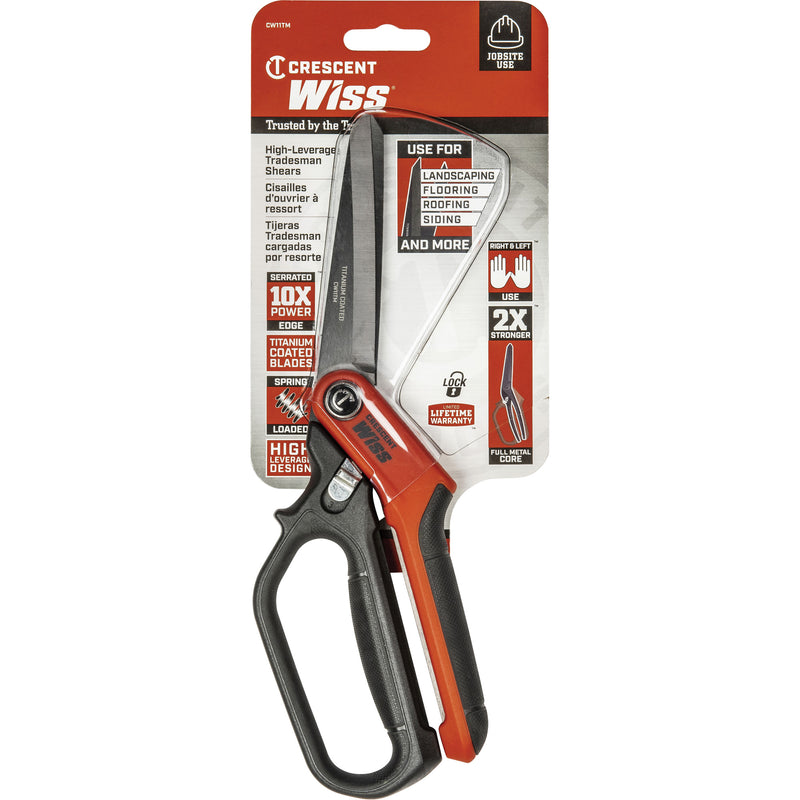 Heavy-Duty Tradesman Shears, 11", Single Ring Handle