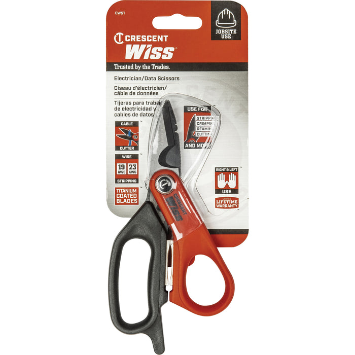 Electrician's Data Shears, 6", Rings Handle