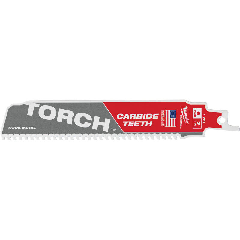 Sawzall® Torch™ Saw Blade, Carbide, 7 TPI, 6" L x 1" W