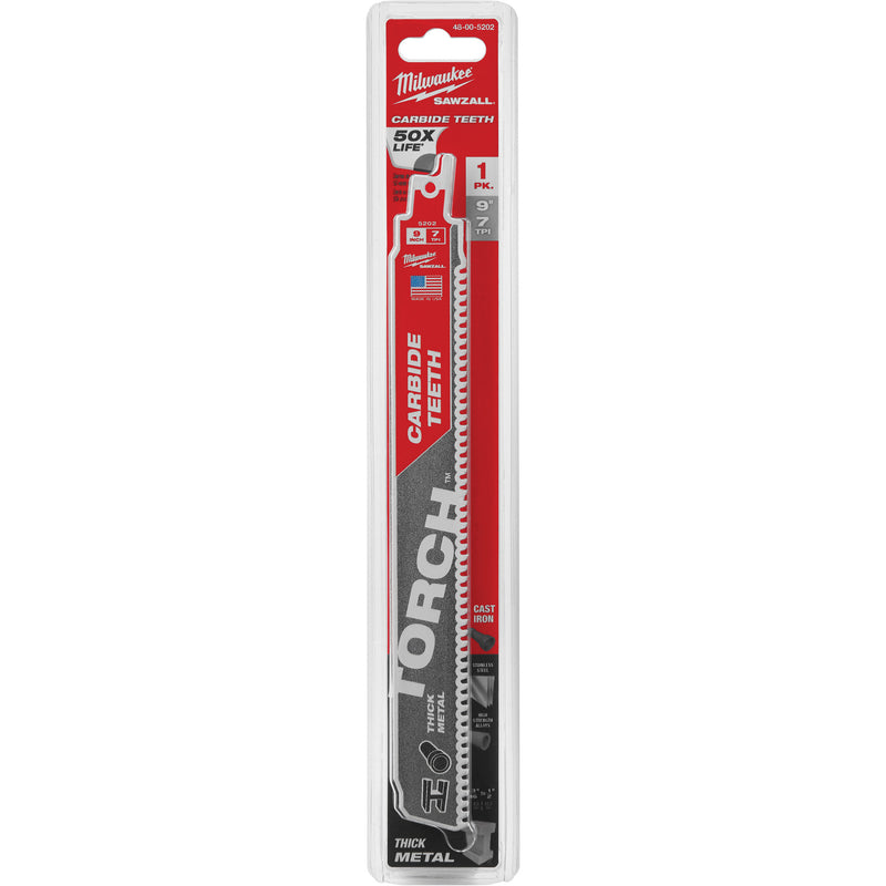Sawzall® Torch™ Saw Blade, Carbide, 7 TPI, 9" L x 1" W