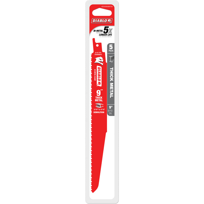 Reciprocating Blade for Thick Metal/Demolition, Bi-Metal, 8-10 TPI, 9" L