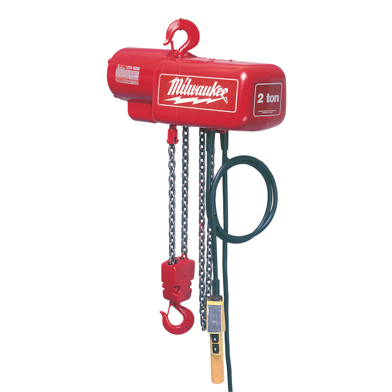 Electric Chain Hoist, 20' Lift, 4000 lbs. (2 tons) Capacity, 8 FPM