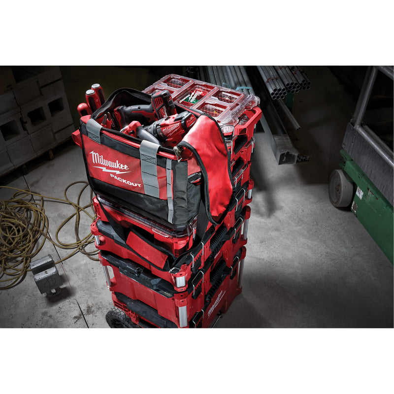 Packout™ Tool Bag, Ballistic Nylon, 8 Pockets, Black/Red