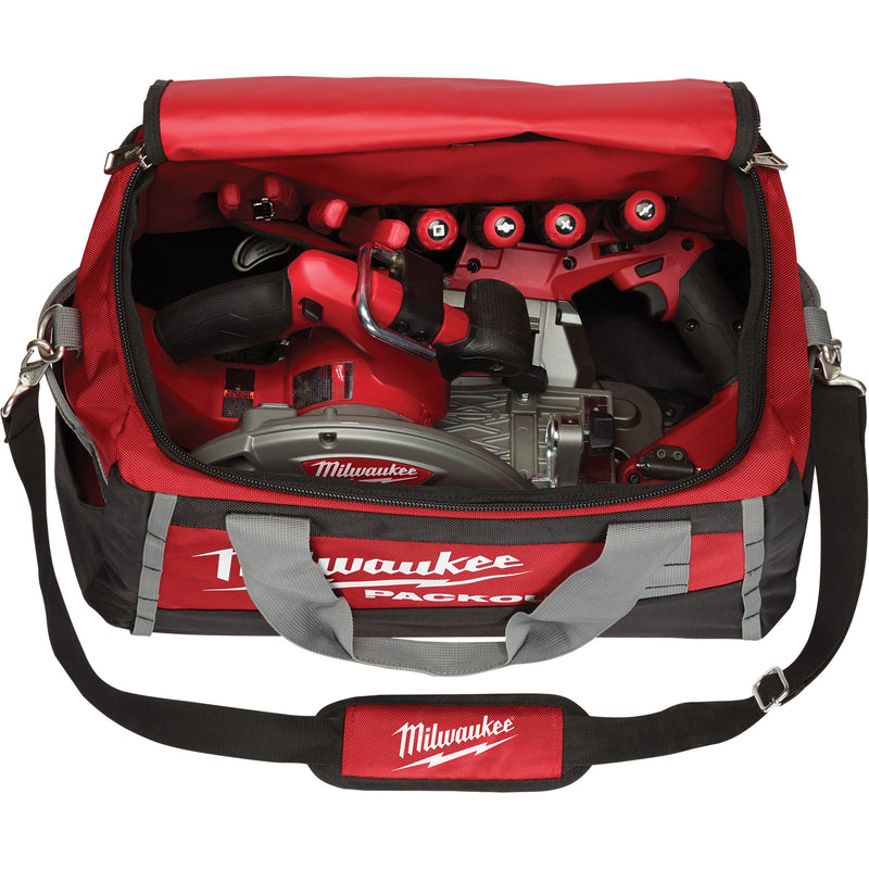 Packout™ Tool Bag, Ballistic Nylon, 8 Pockets, Black/Red
