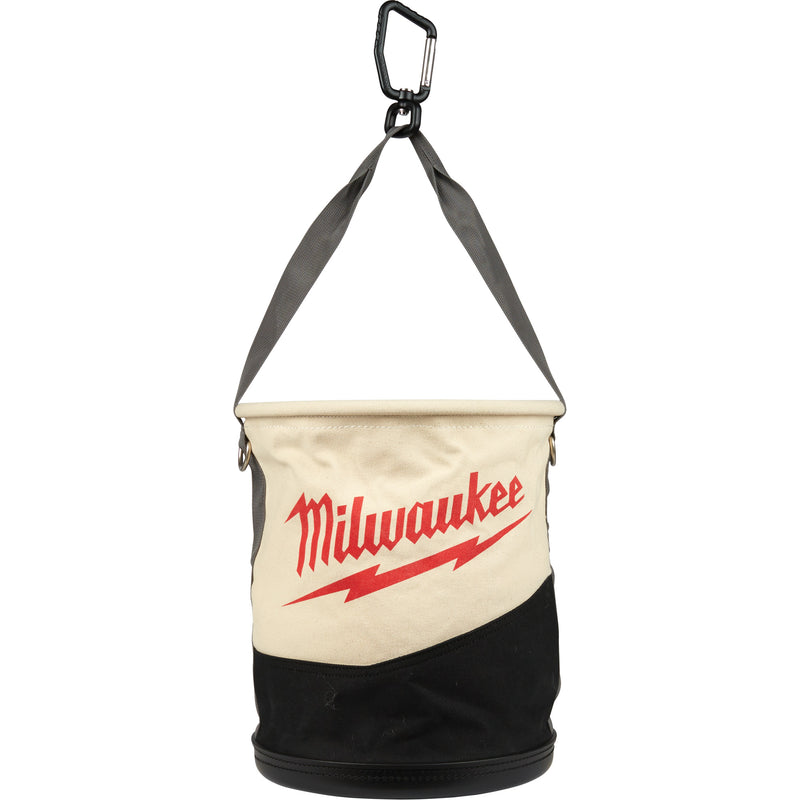 Utility Bucket, 11-4/5" L x 11-4/5" W x 14-3/5" H, Canvas, Beige/Black