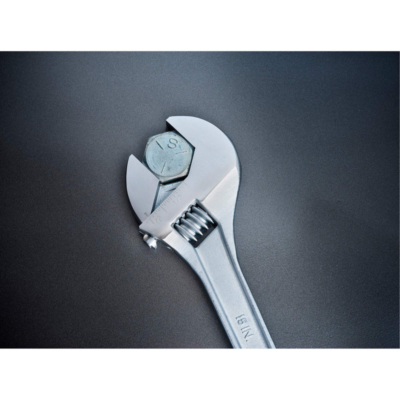 Adjustable Tapered Handle Wrench - Carded, 15" L, 1-11/16"/43 mm Max Width, Chrome/Polished
