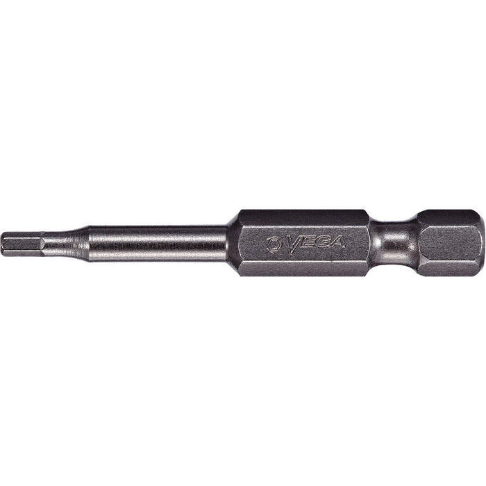 Power Bit, Hex, 3/16" Tip, 1/4" Drive Size, 6" Length