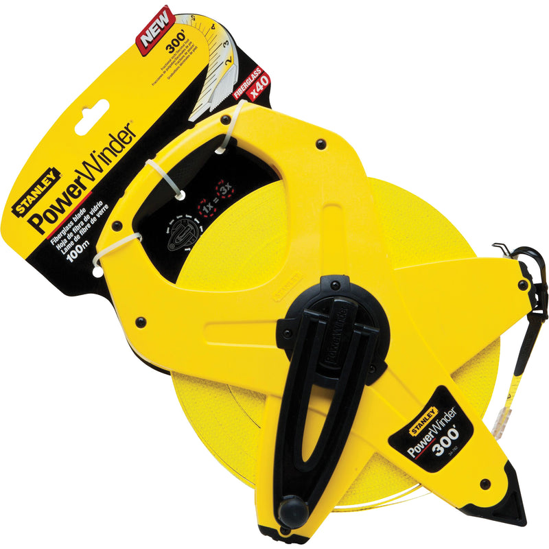 PowerWinder® Long Tape Measure, 1/2" x 300', Imperial Graduations
