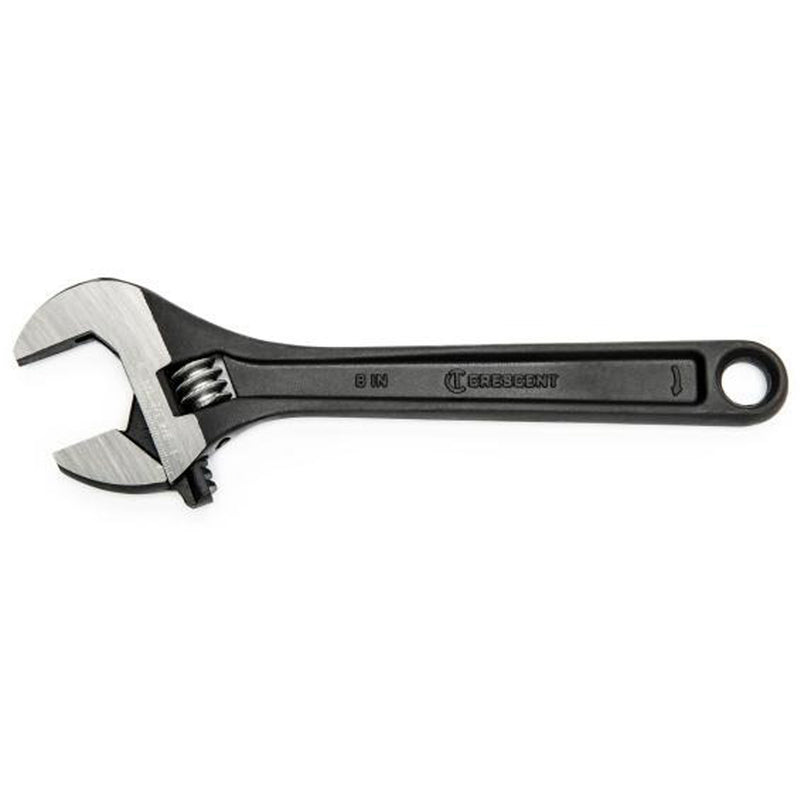 Adjustable Wrench, 8" L, 1-1/8" Max Width, Black Oxide