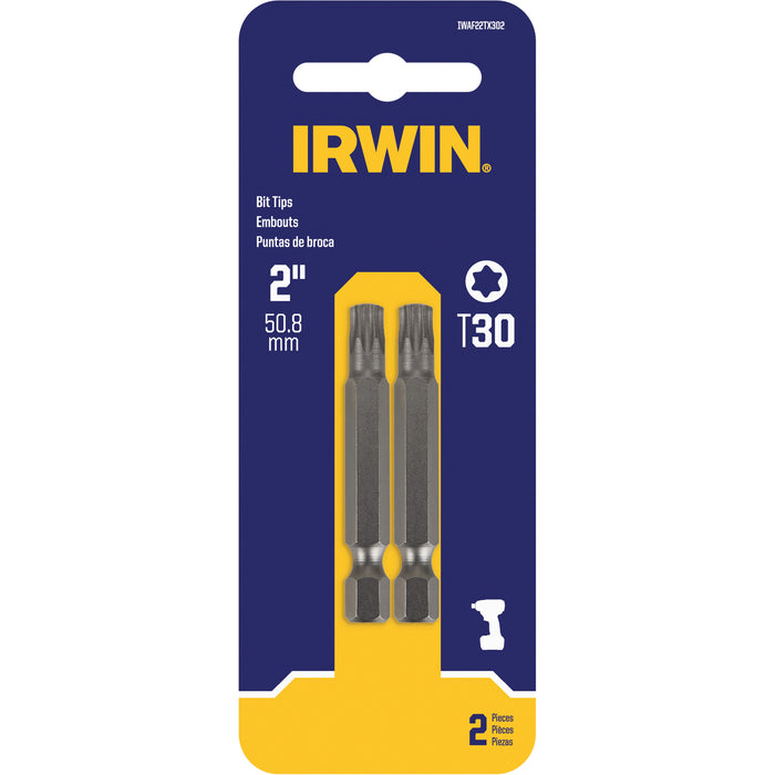 Power Bits, Torx, T-30 Tip, 1/4" Drive Size, 2" Length