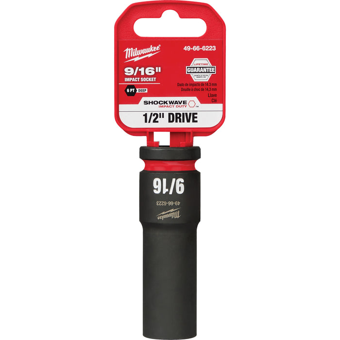 Shockwave™ Impact Duty™ Socket, Power, 9/16", 1/2" Drive, 6 Points, Deep