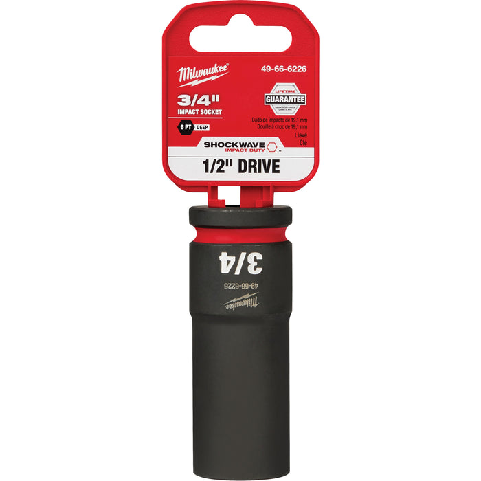Shockwave™ Impact Duty™ Socket, Power, 3/4", 1/2" Drive, 6 Points, Deep