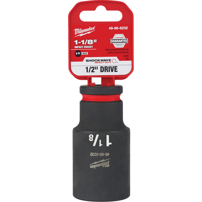 Shockwave™ Impact Duty™ Socket, Power, 1-1/8", 1/2" Drive, 6 Points, Deep