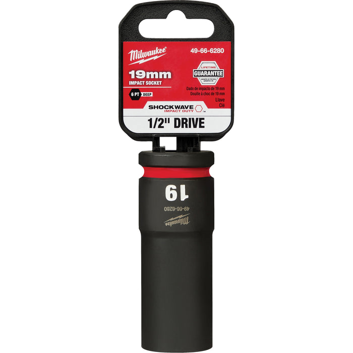 Shockwave™ Impact Duty™ Socket, Power, 19 mm, 1/2" Drive, 6 Points, Deep