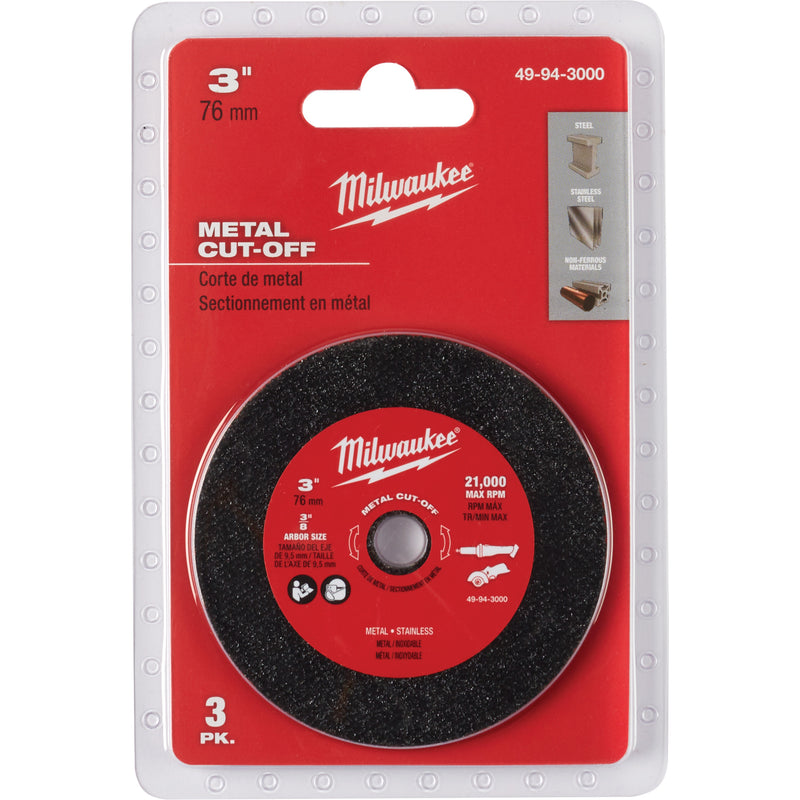 Metal Cut Off Wheel, 3" x 0.04", 3/8" Arbor