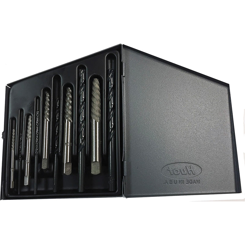 DRILLCO Screw Extractor Set with Drills, Carbide, 10 Pieces