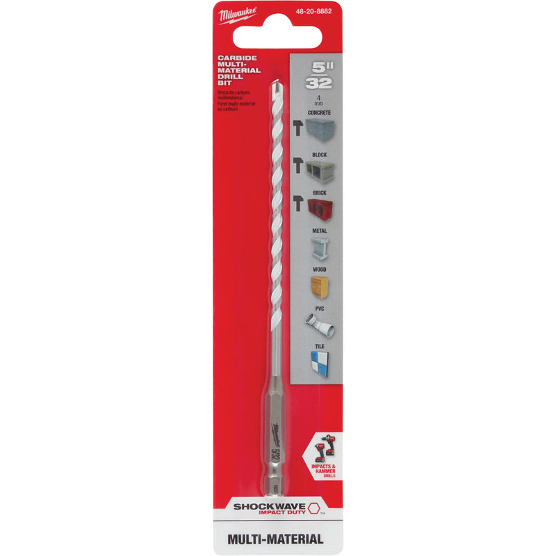 Shockwave™ Multi-Material Drill Bit, 5/32", Hex Shank, Carbide