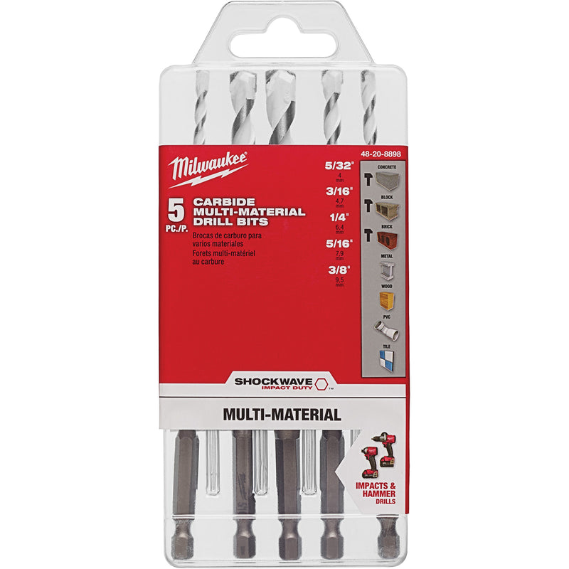 Shockwave™ Multi-Material Drill Bit Set, 5 Pieces, Carbide