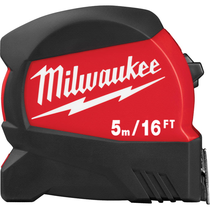 Compact Wide Blade Tape Measure, 1-1/8"/30 mm x 16'/5 m, Imperial & Metric Graduations