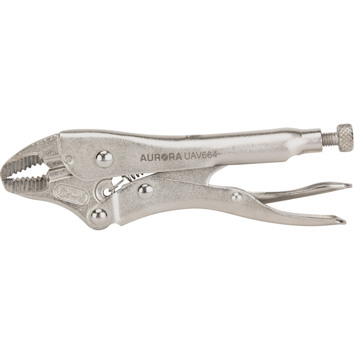 Locking Pliers with Wire Cutter, 5" Length, Curved Jaw