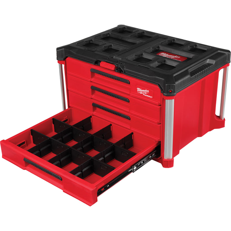 PackOut™ 4-Drawer Tool Box, 16-3/10" x 22-1/5" x 14-3/10", Red