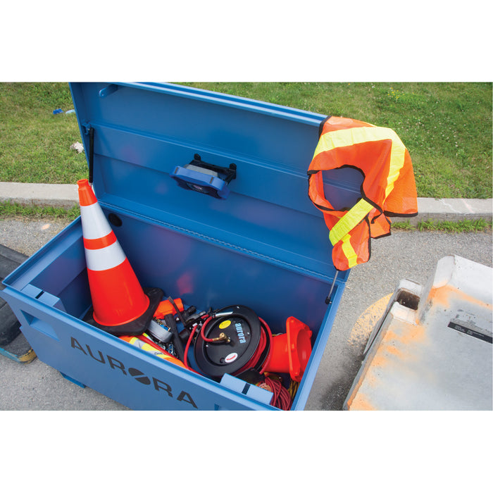 Jobsite Tool Box, 48" x 24" x 27-3/5", Steel, Blue