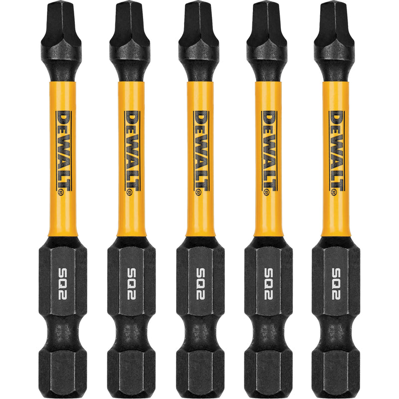 5-Piece FLEXTORQ® Impact Screwdriving Bits, Square, #2, 1/4" Drive