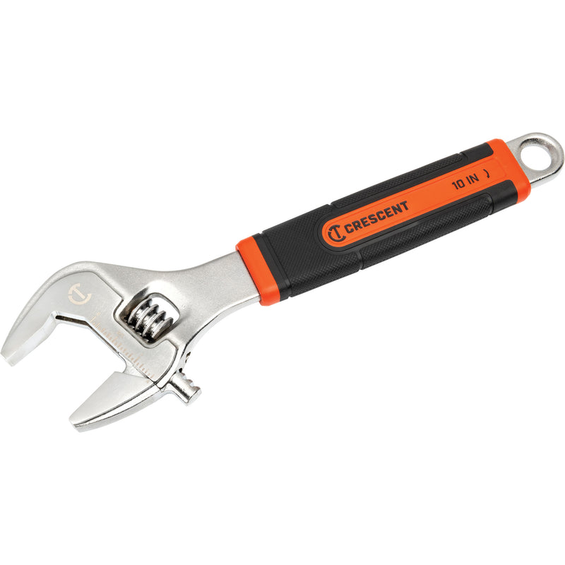 Adjustable Wrench, 10" L, 2-7/10"/38 mm Max Width, Chrome/Polished