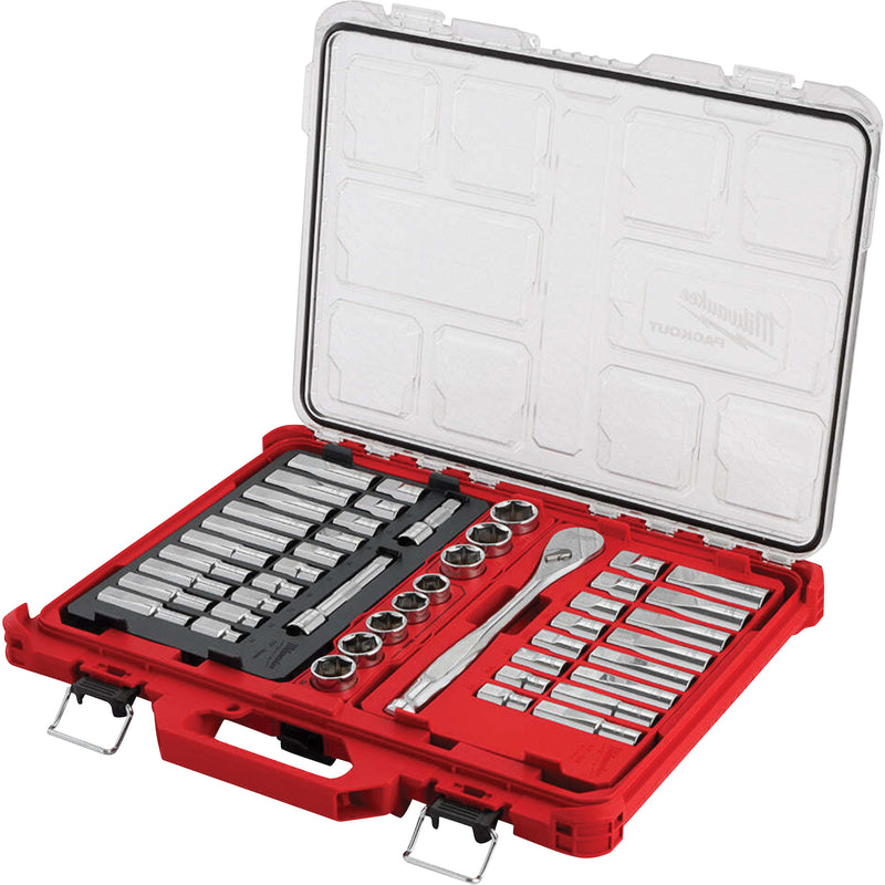 Ratchet & Socket Set with PACKOUT™ Low-Profile Organizer, 47 Pcs, 1/2" Drive Size, Deep