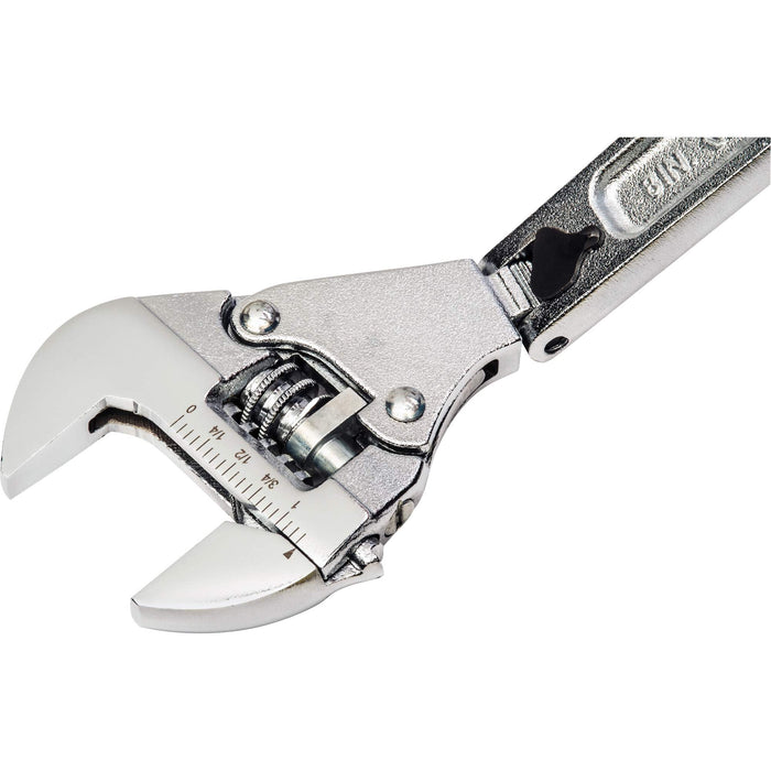 Adjustable Ratcheting Flex Wrench, 8" L, 2-27/50" Max Width, Chrome/Polished