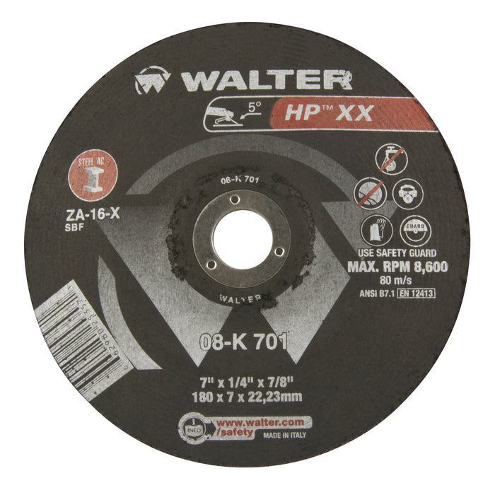 Double-X™ Depressed Centre Grinding Wheels, 7" x 1/4", 7/8" Arbor, Type 28